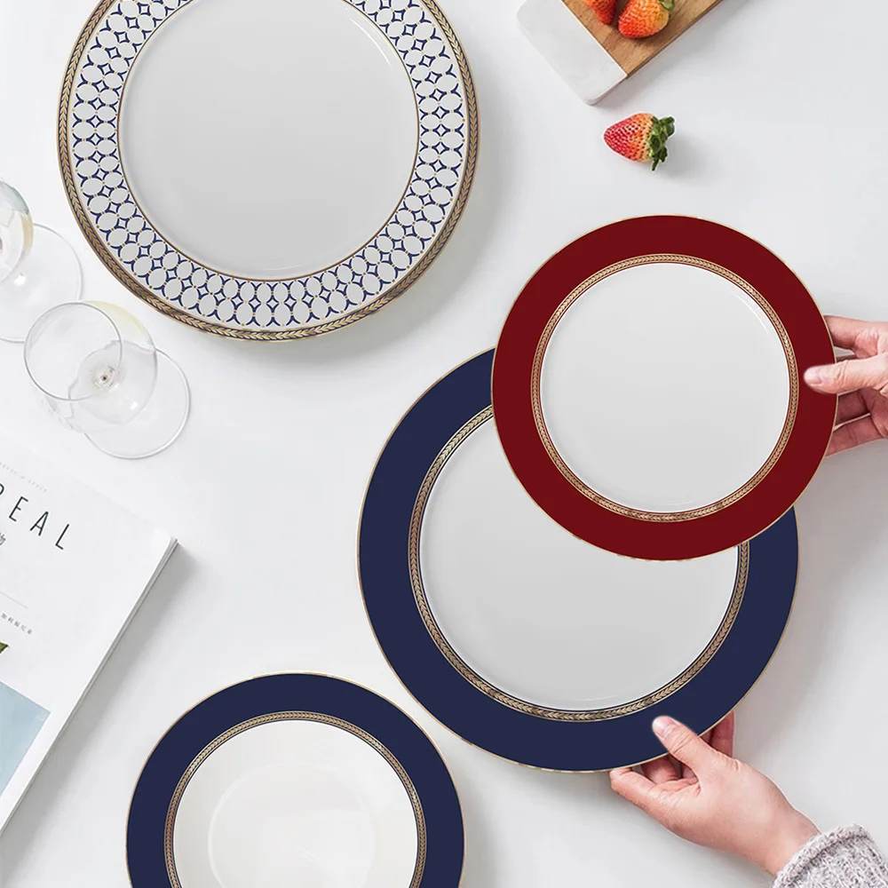 2024 New Arrival European Style Portable Porcelain Ceramic Fine Dinning Tableware Set Luxury Tableware Set