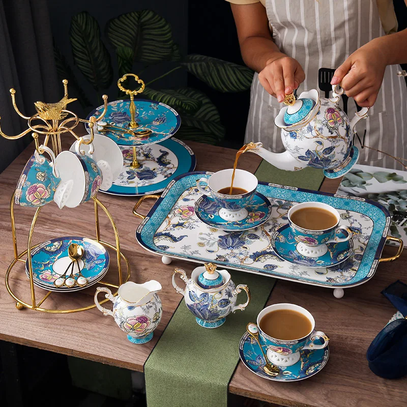 Exquisite Retro European Coffee Cup and Plate Set Luxury British Afternoon Tea Set