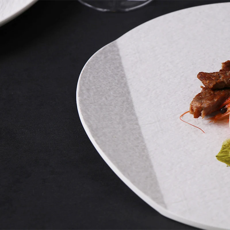 Ресторан гостиницы используемый черно-белый матовый наборы столовой посуды фарфоровые тарелки для сервировки еды