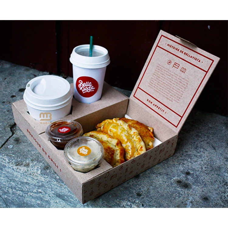 Бумажная коробка для эмпанадас на заказ с отделением для погружения. Бумажная коробка на вынос. Индивидуальные упаковочные коробки для соуса Самоса для продуктов питания и выпечки.