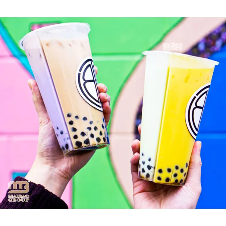 16 унций 24 унции 700 мл Чай Боба Двойные разделенные пластиковые стаканчики с крышкой ПП ПЭТ Разделенная чашка Пузырьковый чай Пластиковые стаканчики для сока с двойным отделением