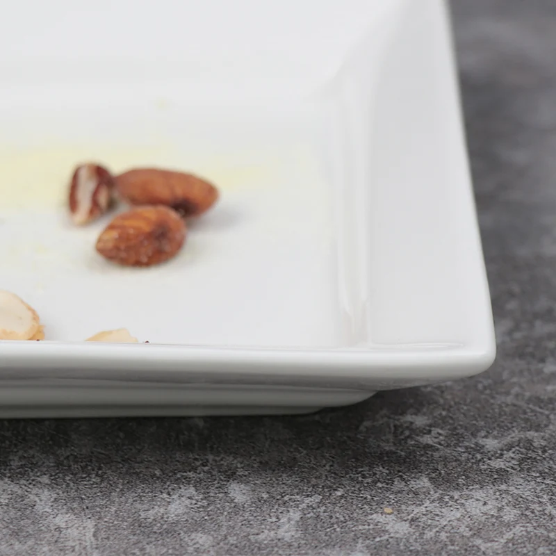 Оптовые дешевые керамические тарелки, сервировочный поднос, тарелки для использования в отеле, прямоугольные керамические тарелки на заказ