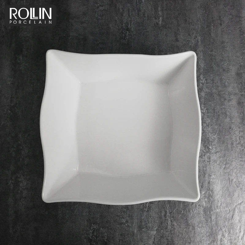 Китайская квадратная белая фарфоровая керамическая миска для супа, лапша, десертная миска