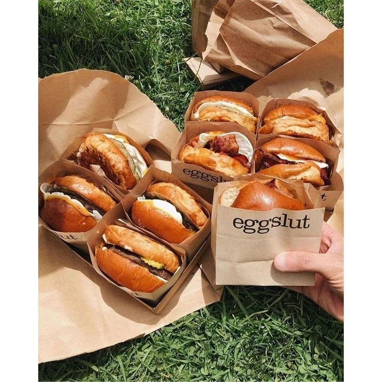 Экологически чистая биоразлагаемая вощеная крафт-бумага с подкладкой для фаст-фуда, сэндвич с картофелем фри, упаковка на заказ, сумка для бургера для коричневого хлеба