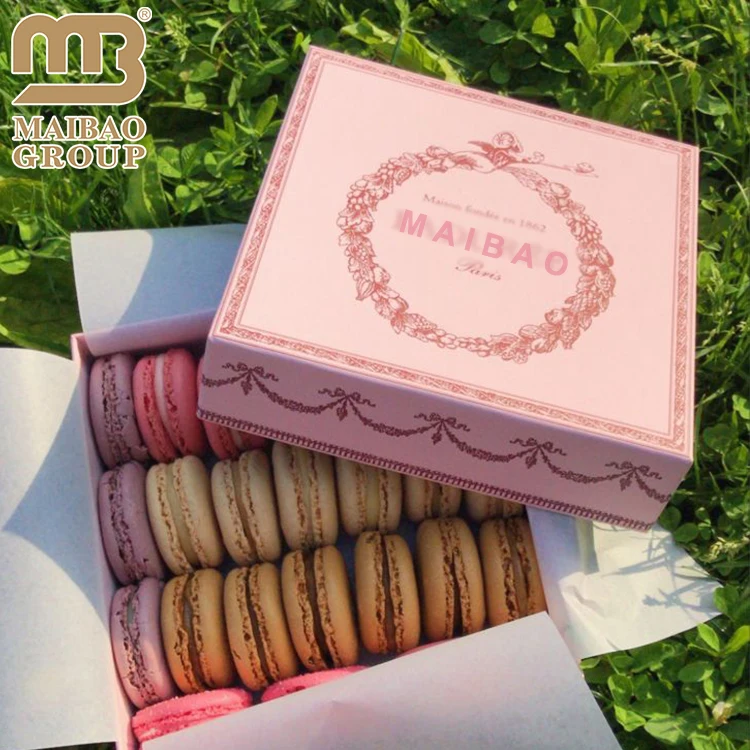 Оптовая продажа, розовая коробка для макарон, роскошная мини-упаковочная коробка для пончиков, картонная коробка с принтом на заказ, еда, тирамису, послеобеденный чай, торт, бумажная коробка