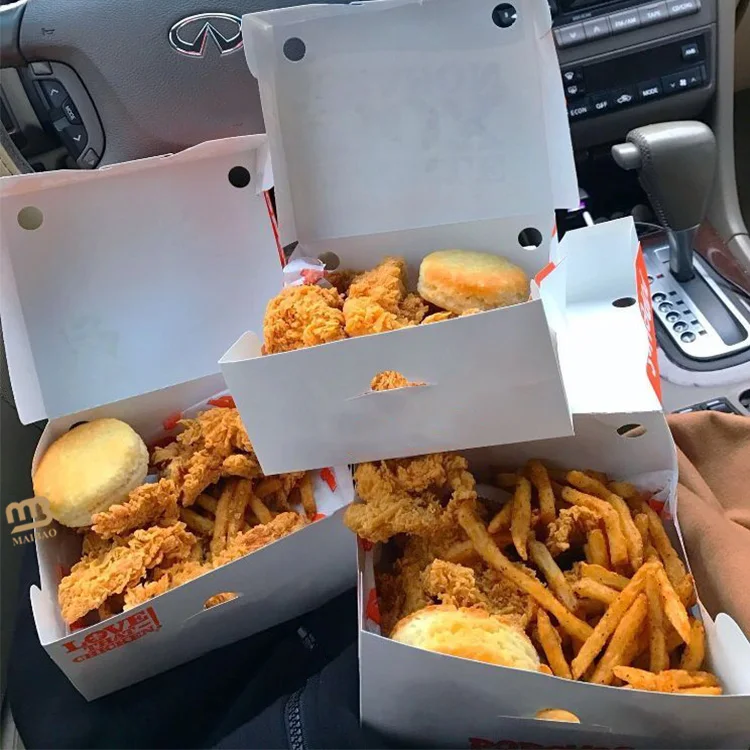 Упаковка для еды на вынос, коробка для жареных куриных чипсов, одноразовая коробка для картофеля фри, бургеров, курицы на вынос, картонные коробки для жареной курицы на заказ