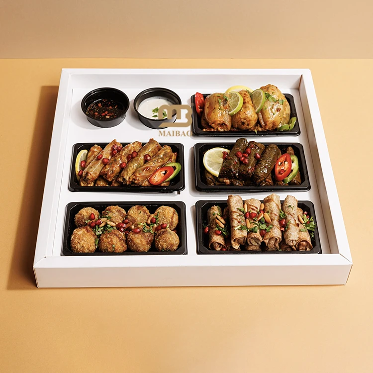 Гуанчжоу Ближневосточные шарики Киббе Кейтеринг Подносы для еды на вынос Коробка для хрустящих сырных булочек Коробка для долмы с вставкой для чашки