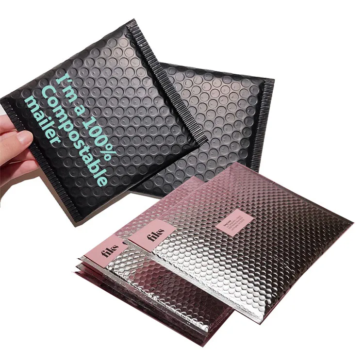 Изготовленный на заказ логотип A5 Экологически чистый биоразлагаемый полиэтиленовый почтовый пакет Алюминиевая фольга Конверты с металлической подкладкой Пузырьковая почтовая сумка