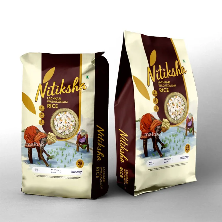 Оптовая продажа, нестандартный размер 1 кг, 2 кг, 5 кг, экологически чистый Pla Pbat, биоразлагаемый Bopp, пластиковая упаковка для муки, упаковочная сумка для риса