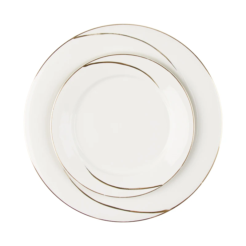 Набор круглых тарелок, керамическая обеденная тарелка для отеля, фарфоровый набор — эксклюзивный классический и элегантный дизайн