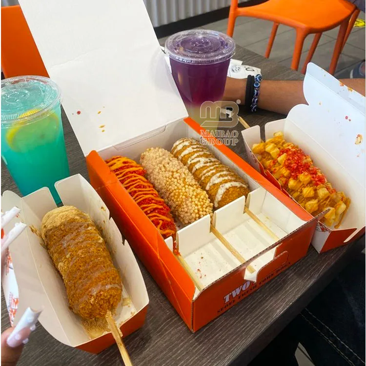 Одноразовая коробка для доставки горячей еды на заказ, ресторан, еда на вынос, фритюр, кукуруза, хот-дог, крафт-коробка, упаковка, коробка для еды, лоток-контейнер