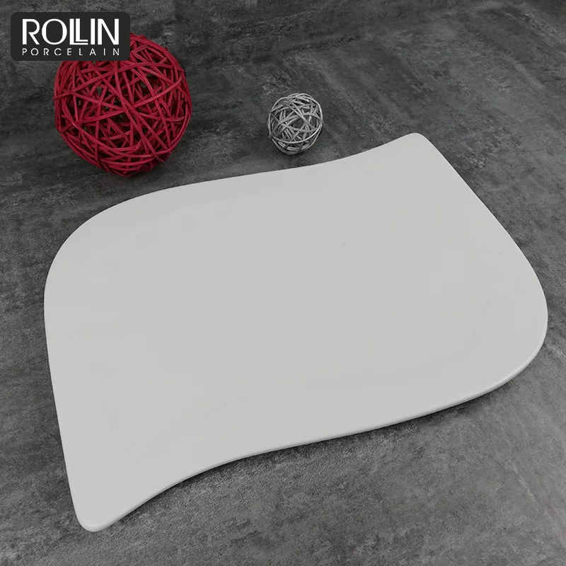 Оптовая торговля Кейтеринг Пользовательские прямоугольные тарелки Белые керамические обеденные тарелки