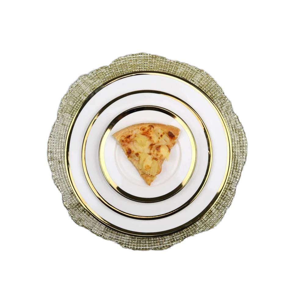 Простые и роскошные наборы керамических тарелок и тарелок с золотой оправой Посуда Роскошные тарелки для салата Посуда Фарфоровый набор тарелок с золотой оправой