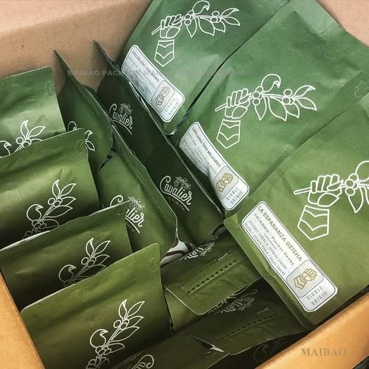 Экологичный мешочек с застежкой-молнией для упаковки кофе, бумажный мешок для кофе с плоским дном и клапаном, упаковка для чайного пакетика на заказ