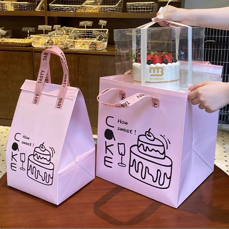 Изолированная сумка-холодильник с принтом на заказ для еды, напитков на вынос, сумка-холодильник для торта Боба, чая, мороженого, многоразовая нетканая термосумка