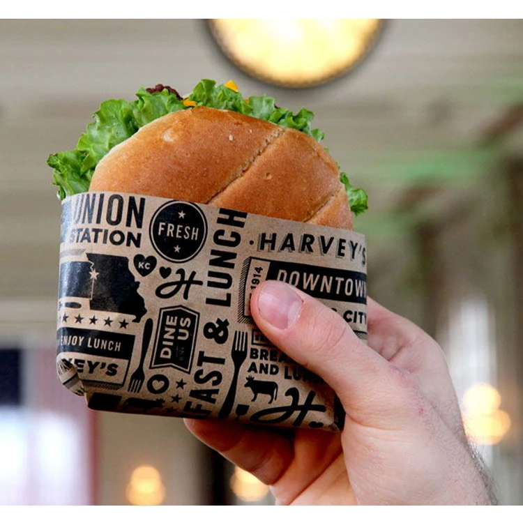 Упаковочный пакет с жиронепроницаемым покрытием на заказ с принтом на вынос для фаст-фуда, сэндвича, хлеба, гамбургера, жареной курицы, бумажных пакетов