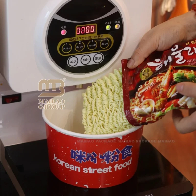 Odm индивидуальная печатная биоразлагаемая индукционная бумажная чаша с подогреваемым покрытием для индукционного контейнера рамэн