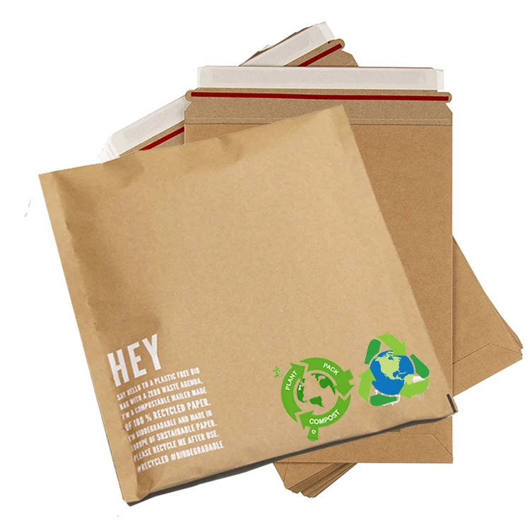 Пользовательский логотип Коричневый Компостируемый Перерабатываемый Жесткий Картон Крафт-Бумага Почтовая Посылка Курьерская Доставка Конверт Почтовая Сумка