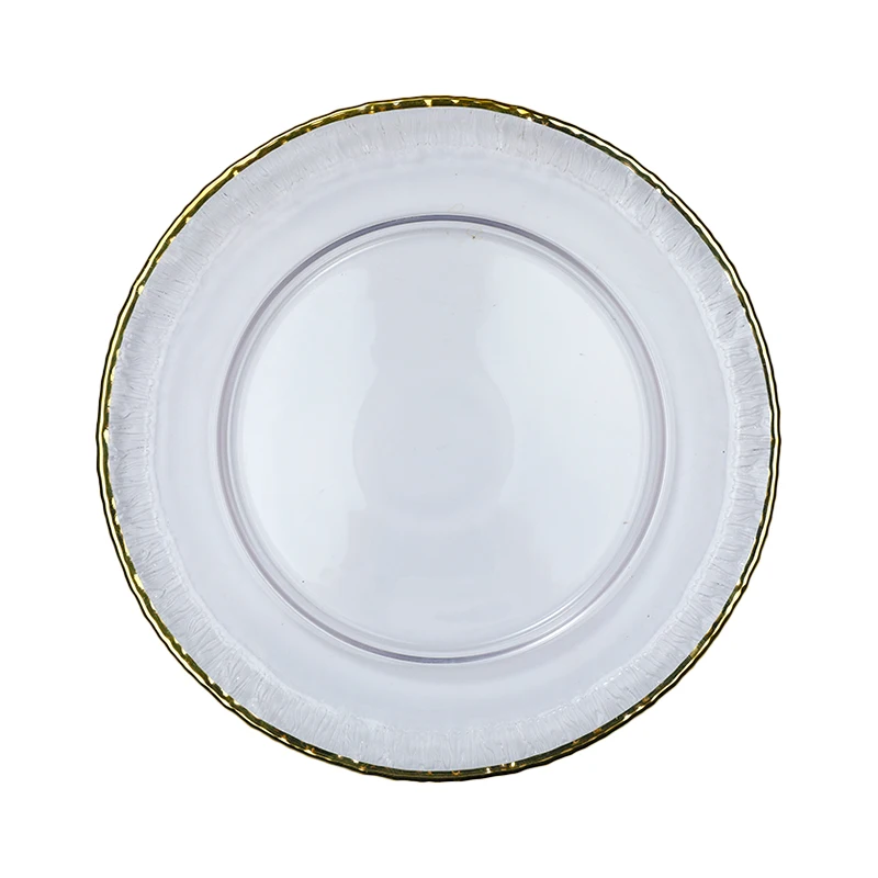 13-дюймовые прозрачные зарядные пластины для ужина в форме круглой точки для ресторана отеля, прозрачные зарядные пластины