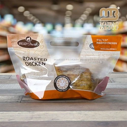Жиронепроницаемый пластиковый пакет для птицы/индейки/утки с курицей-гриль и антизапотевающими оконными пакетами для упаковки курицы-гриля