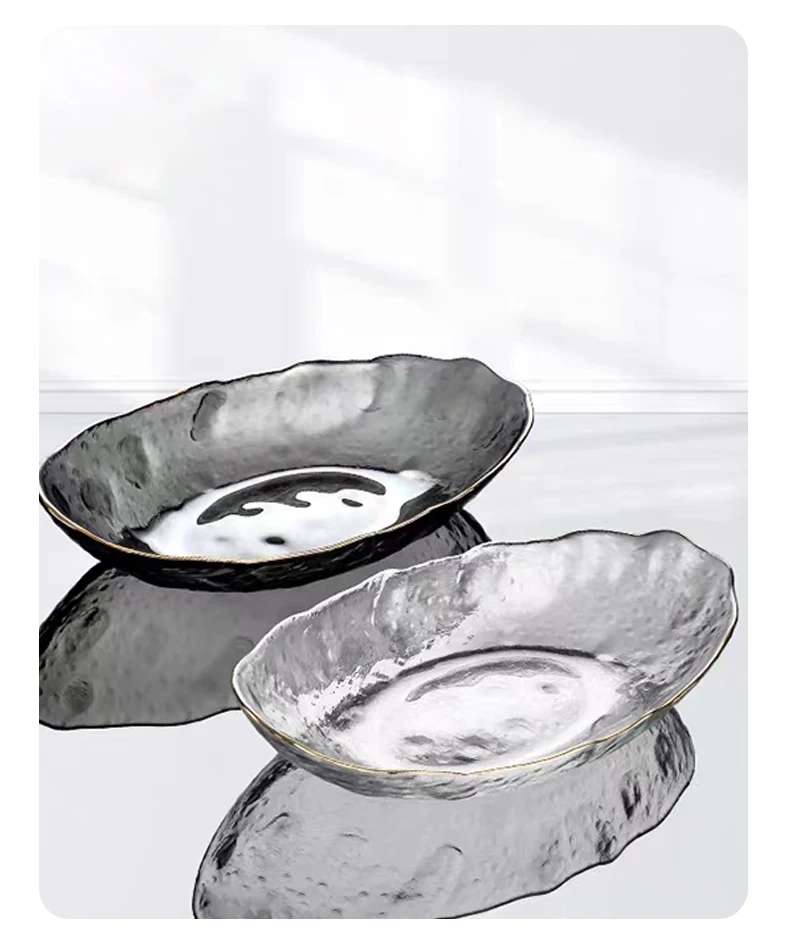 Милый стеклянный маленький фруктовый салат оптом Роскошное зарядное устройство Набор тарелок с сухими фруктами Роскошная фруктовая тарелка