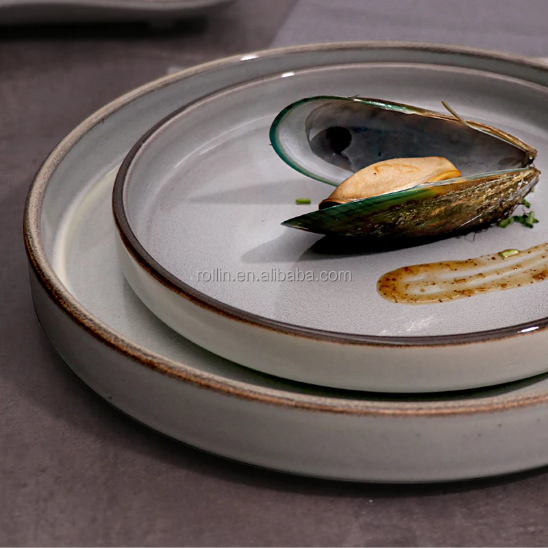 Оптовая продажа, 72 шт., роскошная фарфоровая посуда, серая тарелка для отелей, керамический набор керамики, набор столовых тарелок, посуда