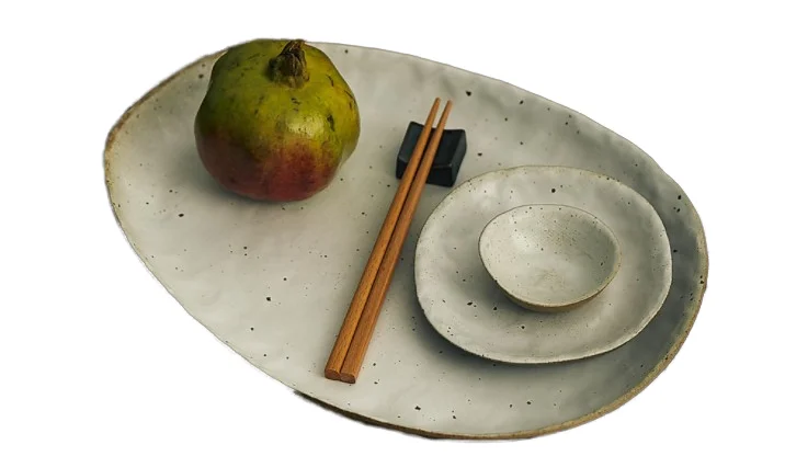 Rustic Style Dim Sum Plate Sushi Dumpling Plate Combination Outdoor Household Plate Tableware Set Stoneware Dinnerware Sets
