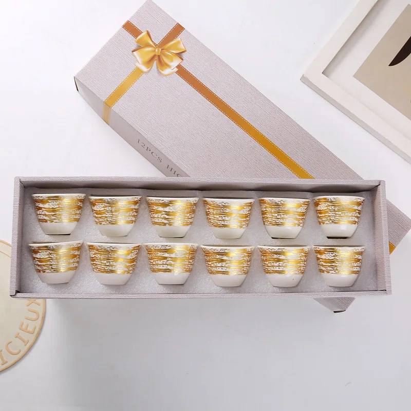 Керамический набор для кофе и чая, 12 предметов, классический европейский стиль, бронзовая чашка Cawa, чашка с лунным светом, деловой подарочный костюм, креативный дизайн