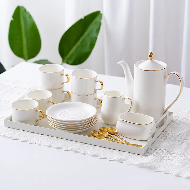 European Nordic Style Cup and Saucer Style Luxury Home Coffee Ceramic Mug Set of 6 Gift Box Set