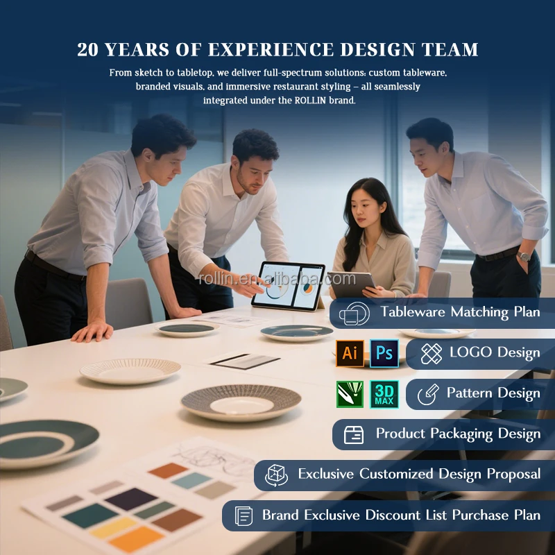 Набор керамической посуды Круглые фарфоровые сервировочные блюда и тарелки для ужина Кухонная тарелка Оптовая торговля Керамическая посуда для обслуживания