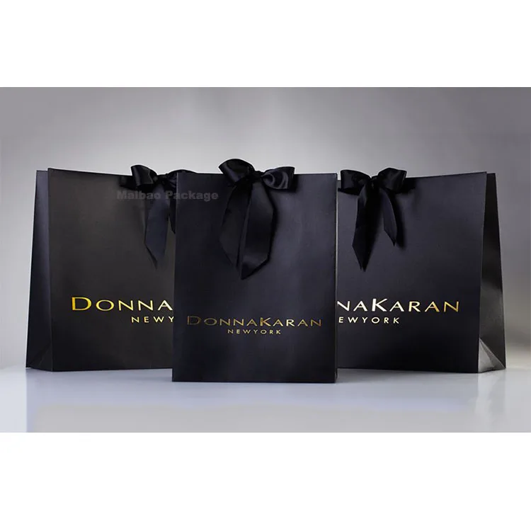 Картонная упаковка с лентой на заказ, сумки-тоут Bolsas, черные матовые розничные роскошные подарочные бумажные пакеты для покупок с логотипами