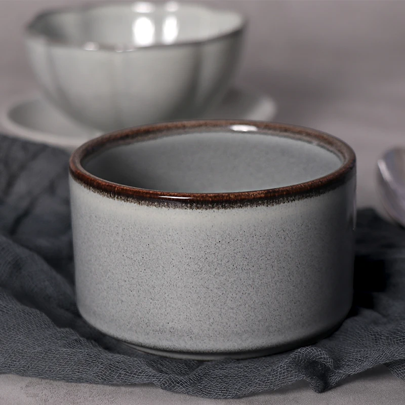 Оптовый набор керамической посуды Керамическая чаша Суповая миска с прямым краем Ресторанные тарелки и миски Набор керамической сервировочной посуды