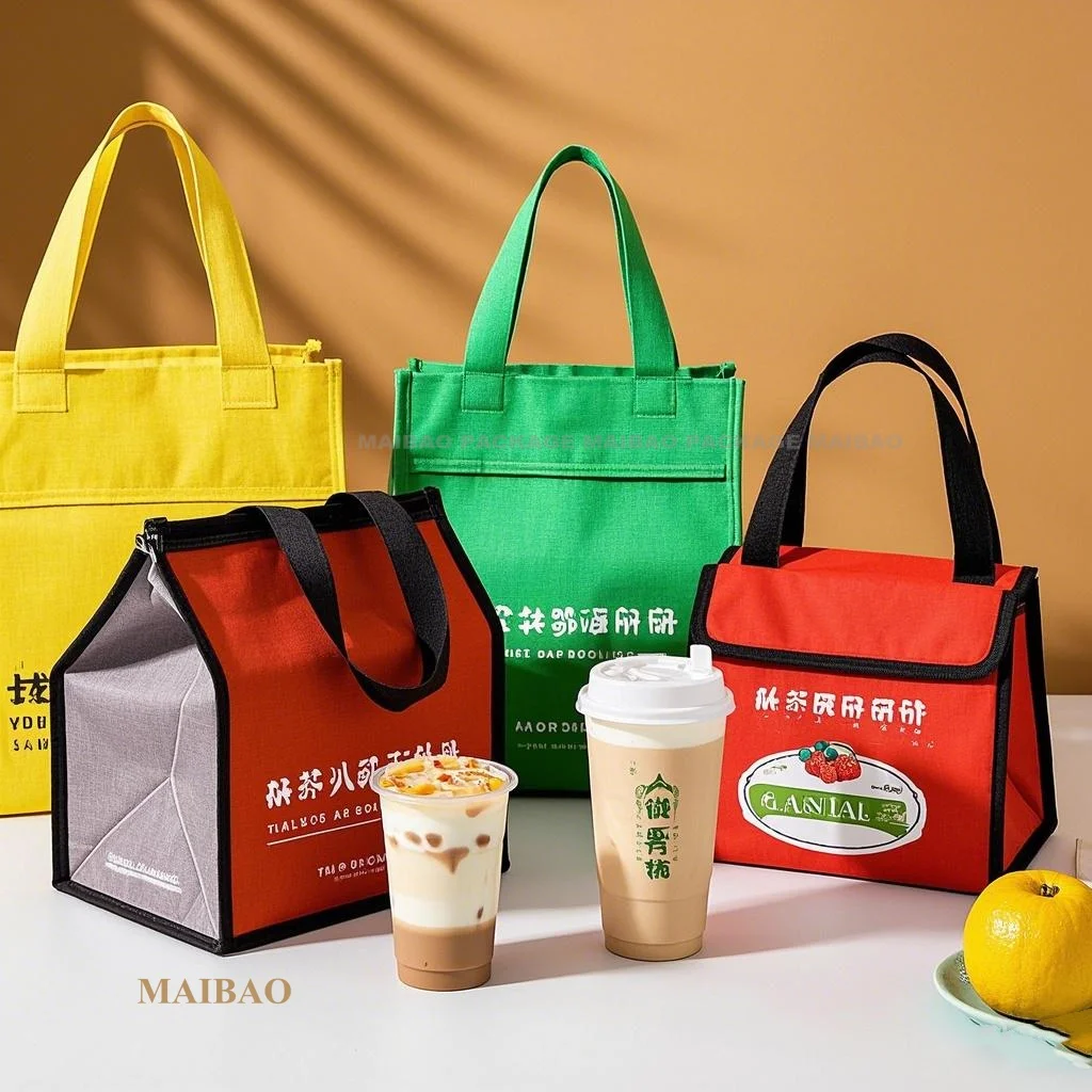 Оптовая продажа, сумка-холодильник из нетканого материала, изготовленная на заказ изоляционная сумка из нетканого материала, упаковка для еды на вынос, сумка для тепловой доставки, алюминий