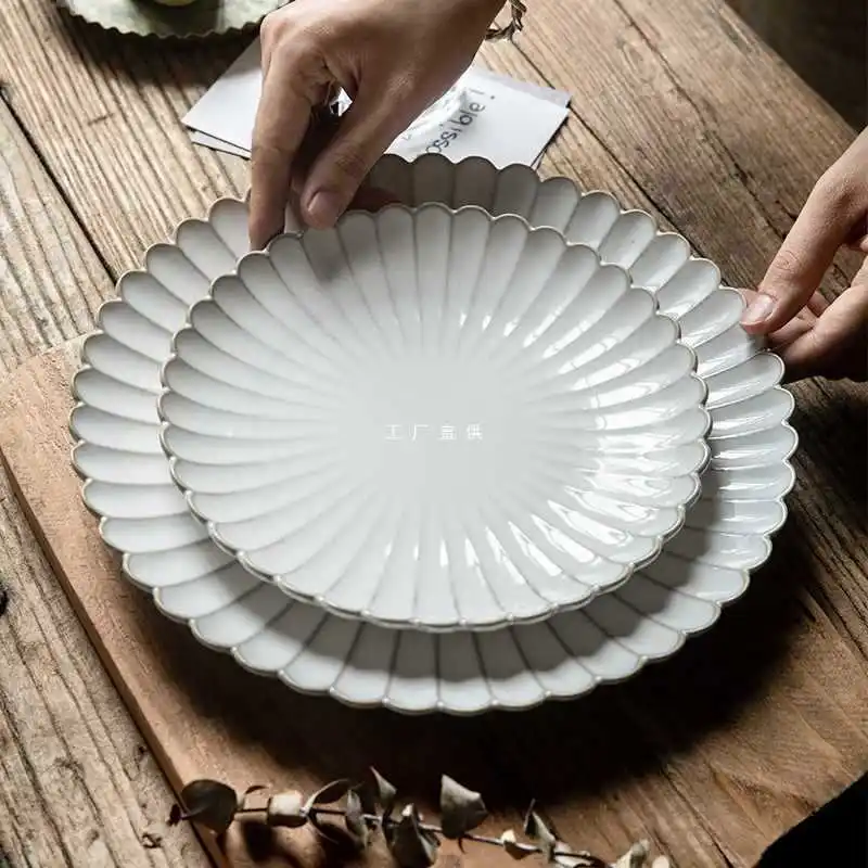 White Catering Dish Custom Ceramic Party Plate Appetizer Plates Porcelain Dinner Plate for Restaurants Hotel