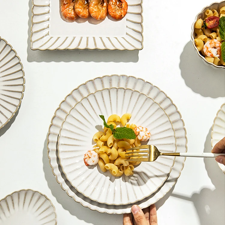 Роскошный современный набор столовой посуды, новый дизайн, 8-дюймовые обеденные тарелки, принадлежности для отелей, обеденный набор для ресторанов, посуда