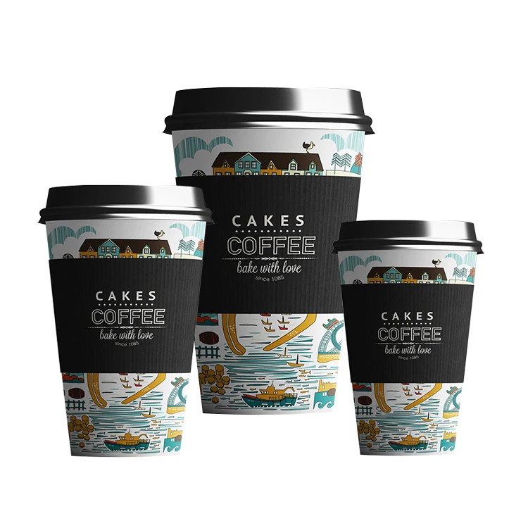 Одноразовый бумажный кофейный стаканчик на 6 унций 8 унций с крышками, индивидуальный капучино, чай с молоком, горячие и холодные напитки, шоколадный бумажный стаканчик с рукавом
