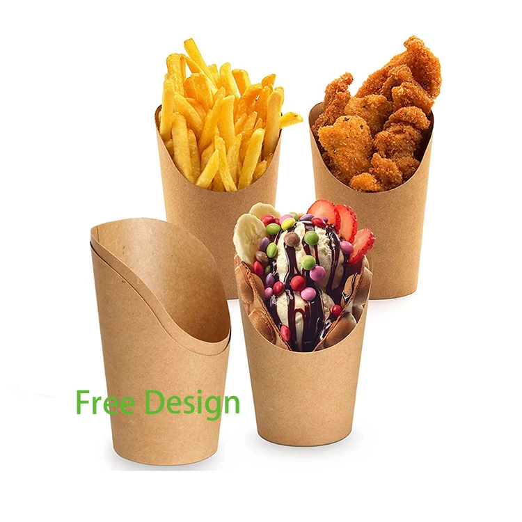 Изготовленные на заказ экологически чистые одноразовые пузырьковые вафельные чашки для выпаса картофеля фри черного коричневого цвета, упаковка для мясных закусок, бумажные стаканчики на вынос