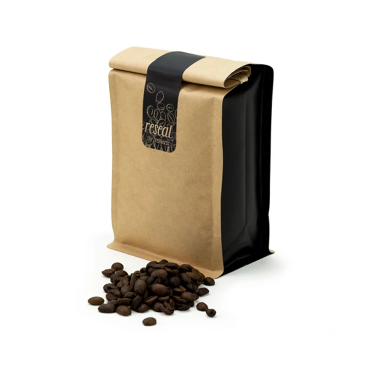 Изготовленный на заказ принт Экологичный перерабатываемый клапан с квадратным дном Биоразлагаемые коричневые крафт-бумажные пакеты для упаковки кофейных зерен с оловянным галстуком
