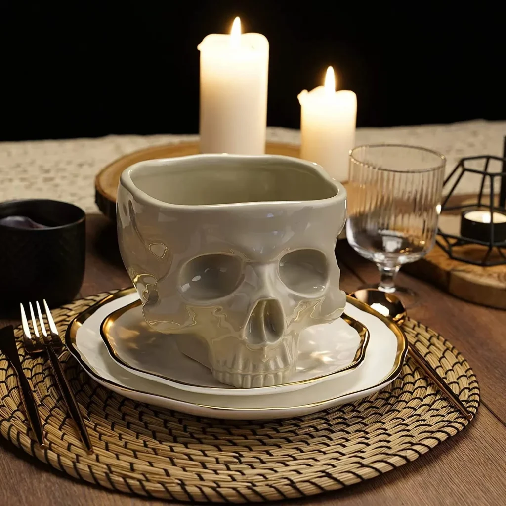 Vintage Gothic Halloween Ceramic Spaghetti Bowl Horror Craft Dinnerware Set Home Bar Gourmet Candy Bowl Gothic Tabletop