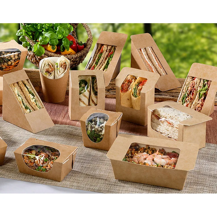 Оптовая торговля сыпучими пончиками для пищевых продуктов, печеньем, круассантерией, упаковкой, изготовленным на заказ логотипом, картонной бумагой, сэндвич-хлебными коробками с окном