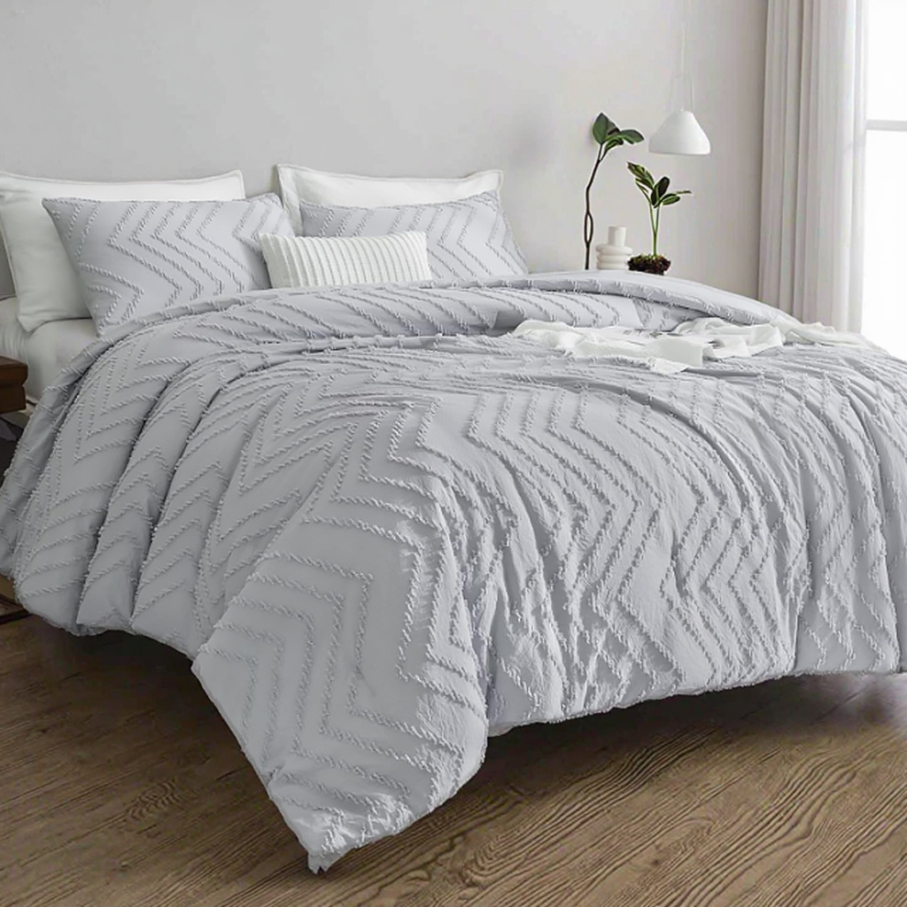 Προσαρμοσμένο εξαιρετικά μαλακό σετ κρεβατοκάμαρας 3 τεμ. Πολλαπλά μεγέθη Υψηλής ποιότητας Ζεστό φουντωτό πολυεστερικό πάπλωμα πλήρωσης, γκρι