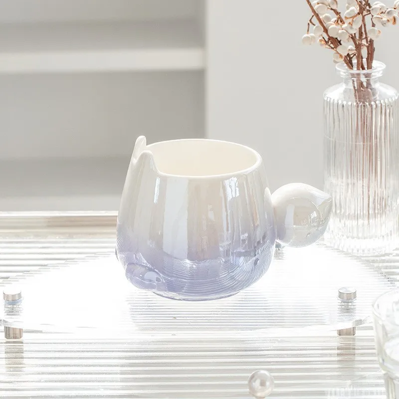 Цвет распыления, керамическая кружка для мороженого, кофе, кошачьи уши, Alibaba, лидер продаж, высококачественная домашняя миска для десерта, чашка для завтрака, чашки для чая с молоком