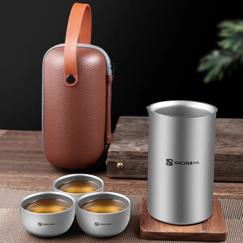 Кружка из чистого титанового сплава, складная ручка, анти-ошпаривание, портативная уличная чашка для кемпинга, титановая чашка для здоровья и еды