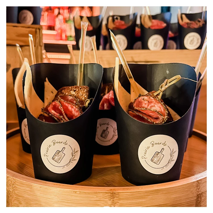 Изготовленные на заказ экологически чистые одноразовые пузырьковые вафельные чашки для выпаса картофеля фри черного коричневого цвета, упаковка для мясных закусок, бумажные стаканчики на вынос