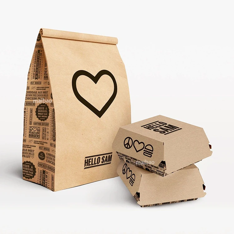 Перерабатываемый хлеб, печенье, маслостойкий бумажный пакет, бумажный пакет на заказ, без ручки, обед, еда, гамбургер, сэндвич, бумажные пакеты на вынос для закусок