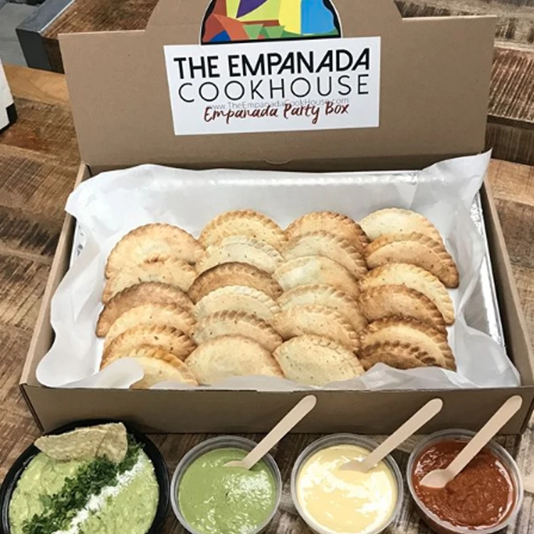 Оптовые дешевые крафтовые коробки для хлебобулочных изделий для общественного питания для эмпанадас Изготовленная на заказ картонная коробка для эмпанадас для доставки и выноса