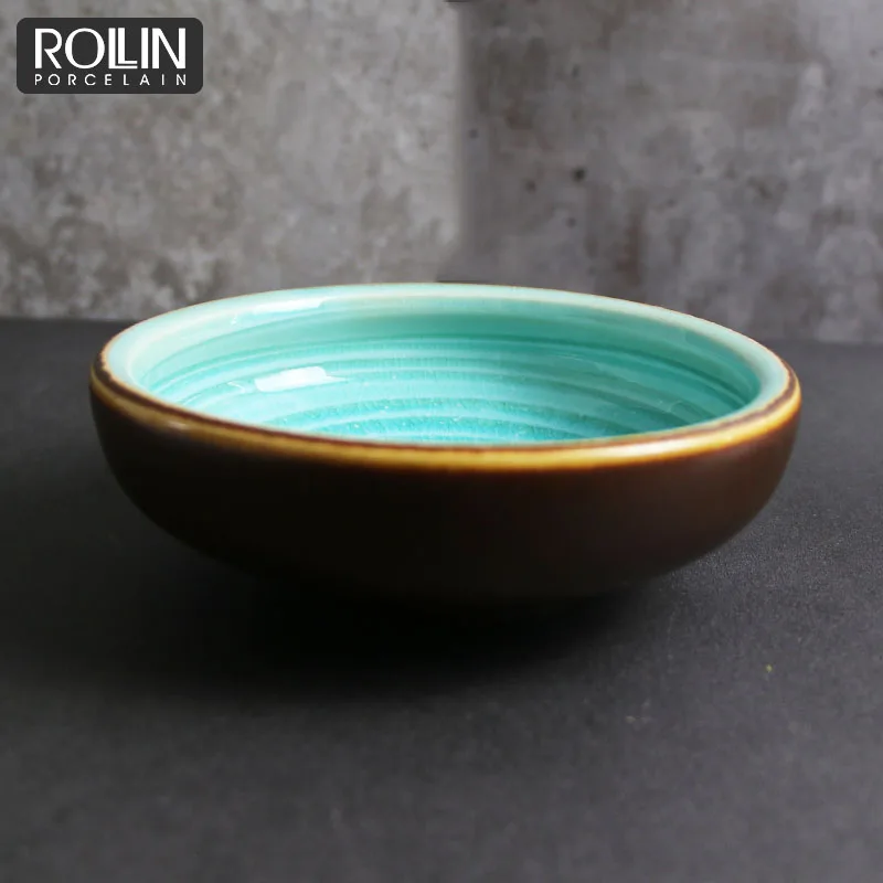 Эмалированные суповые миски для ресторана, посуда, зеленый фарфор для отеля, керамическая салатница в Англии, сервировочная посуда для кафе