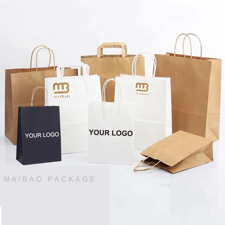 豪华定制尺寸包装纸拉手纸袋牛皮纸购物袋