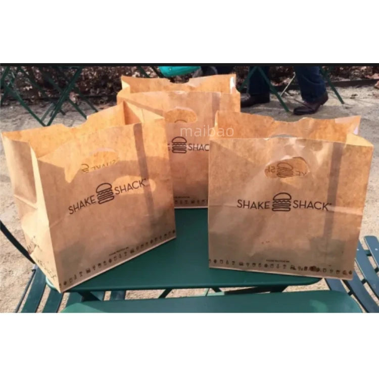 Индивидуальный дизайн логотипа Печатный ресторан Sac En Papier Bolsas Papel Бумажный пакет для фаст-фуда на вынос Сумки с ручками из крафт-бумаги