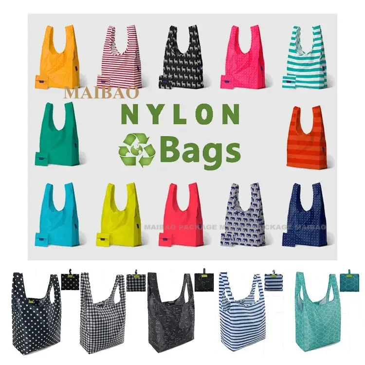 Оптовая продажа, индивидуальный логотип, рекламная эко-переработанная складная складная складная сумка для продуктов с карманной сумкой на молнии